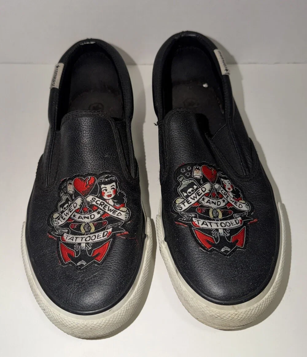 Rare Sailor Jerry Converse Slip-ons Stewed Screwed And Tattooed Men’s 7